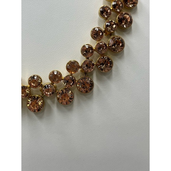 J. Crew‎ Peach Topaz Faceted Bezel Set Shimmering Rhinestone Collar Necklace - Picture 6 of 16